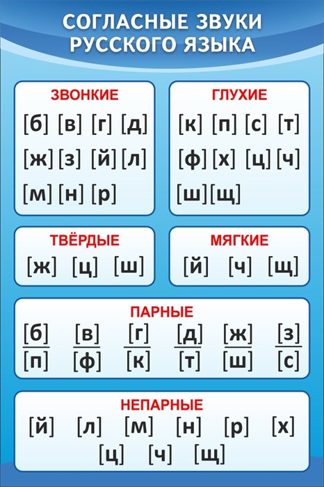 Стенд «Согласные звуки русского языка», 60х90 см ms.12833 - фото 798370