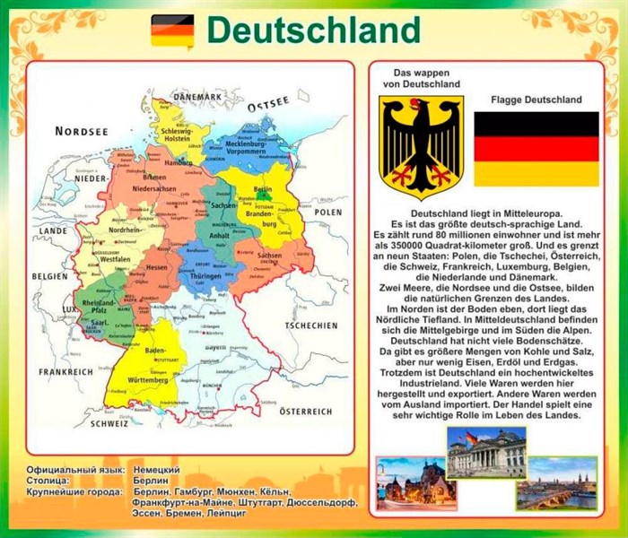 Стенд «Германия / Deutschland», 90х80 см ms.41155 - фото 798719