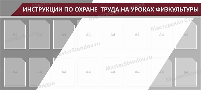 Стенд «Инструкция по охране труда на уроках физкультуры», 210х95 см, 16 карманов ms.17187 - фото 798891