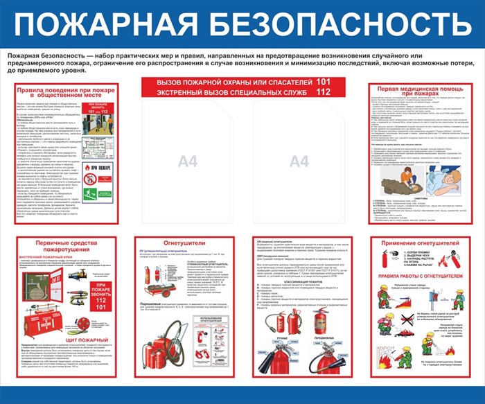 Стенд «Пожарная безопасность», 120х100 см, 2 кармана ms.14012 - фото 799372