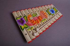 Ксилофон диатонический Ля мажор (12 пластин, на низком резонаторе, ель) художественная роспись МС00000440