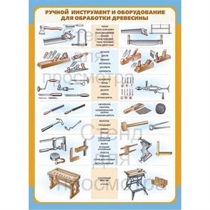 Стенд «Ручной инструмент и оборудования для обработки древесины», 80х100 см ms.90313