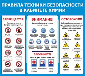Стенд «Правила техники безопасности в кабинете химии», 90х80 см ms.17621